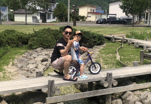 道の駅おんねゆ温泉家族写真