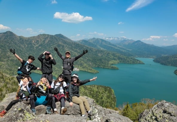 白雲山で登山集合写真